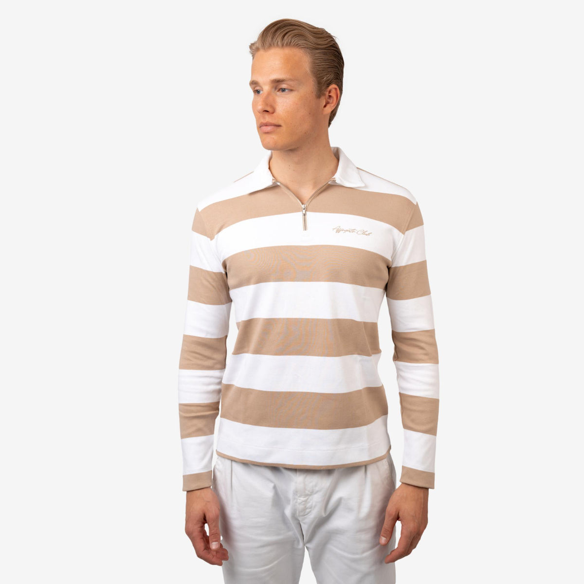 Striped Half Zip Sand