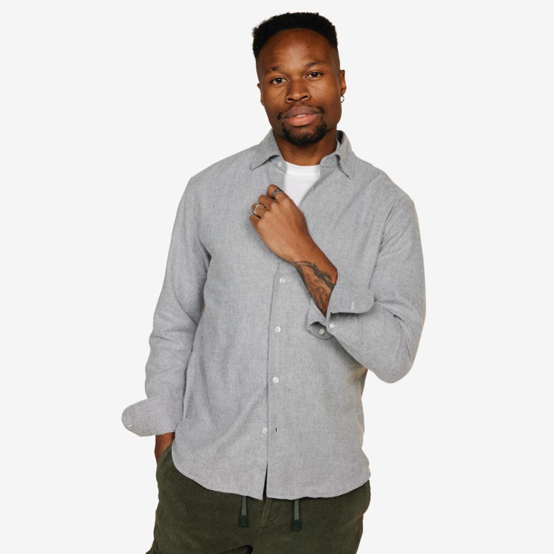 Structured Flannel Shirt Grey