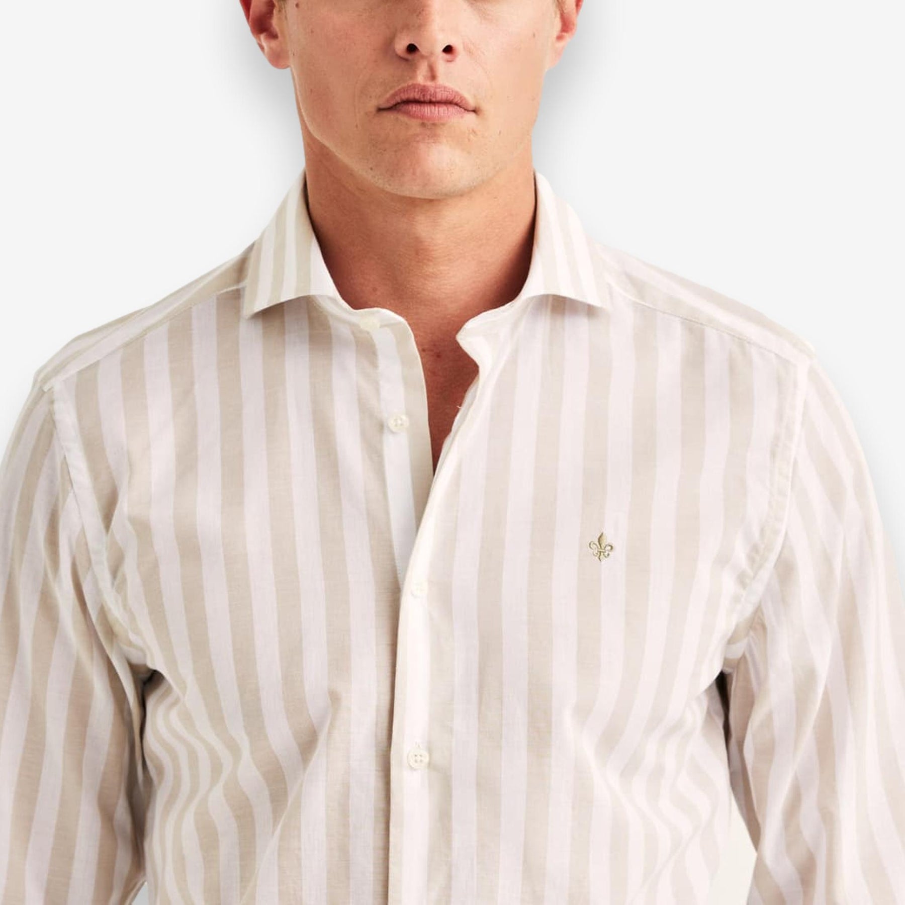 Summer Light Weight Stripe Shirt Khaki