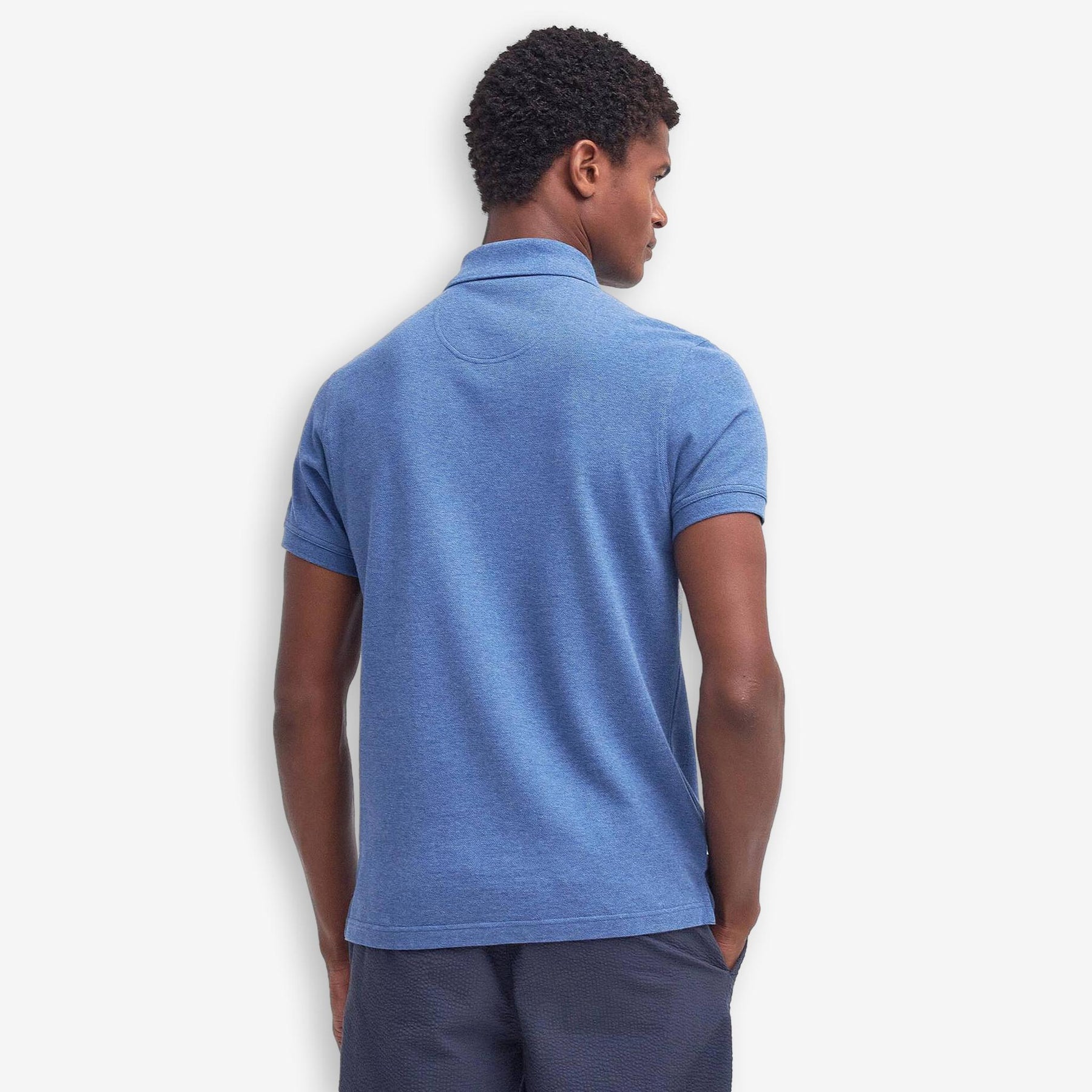 Tartan Pique Polo Chambray Blue