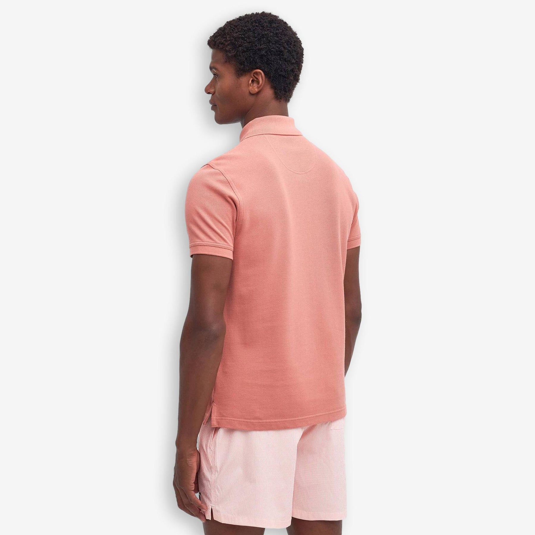 Tartan Pique Polo Pink Clay