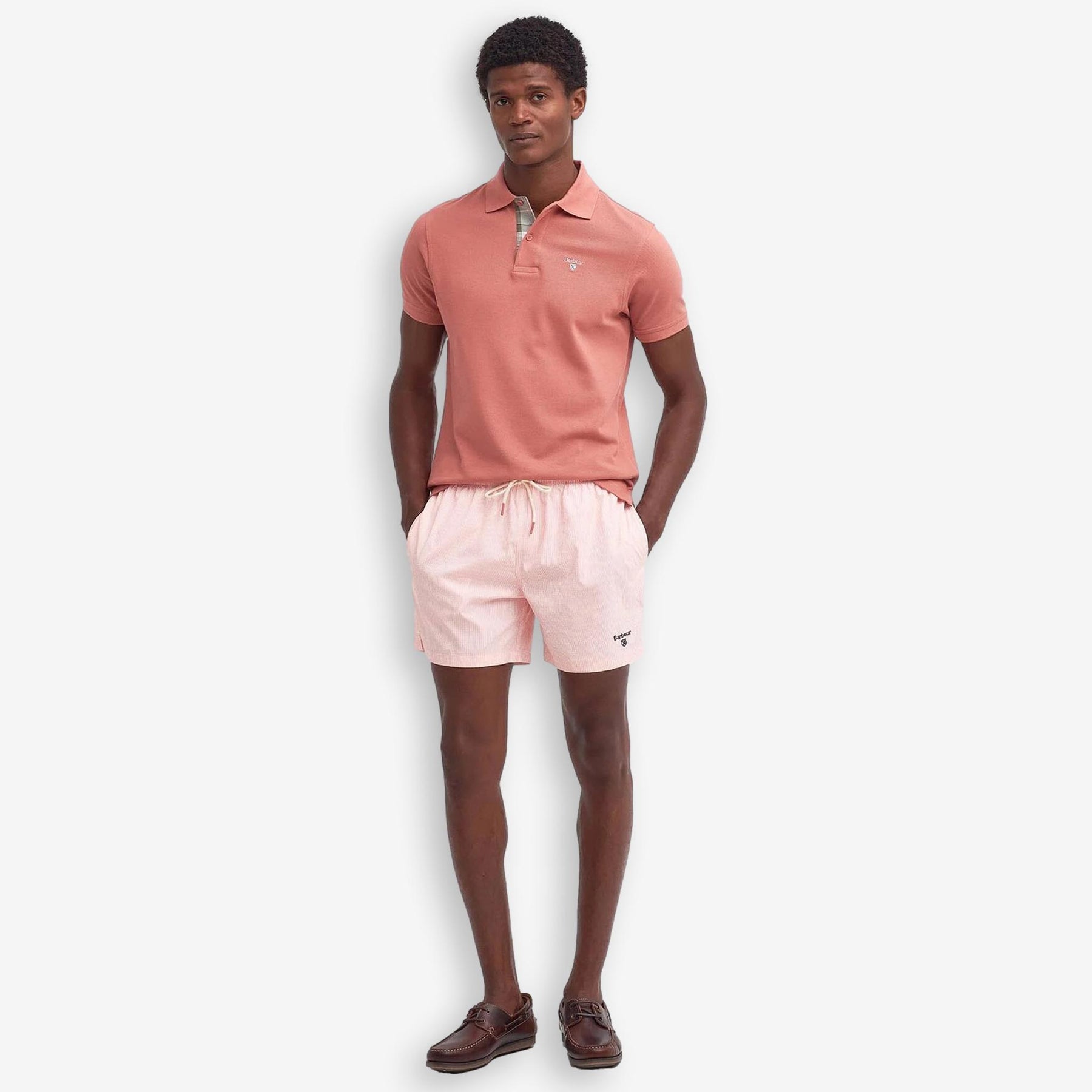 Tartan Pique Polo Pink Clay