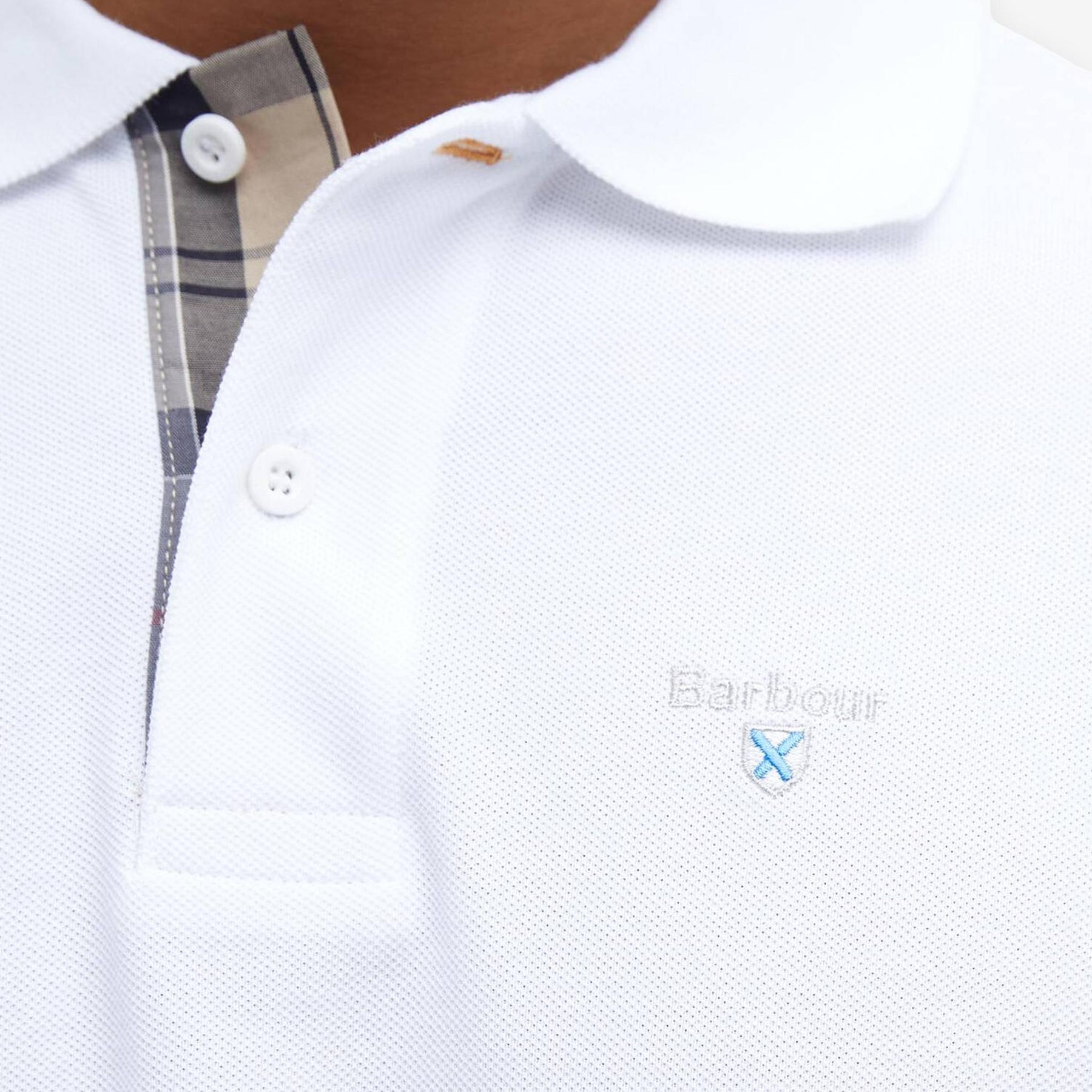 Tartan Pique Polo White