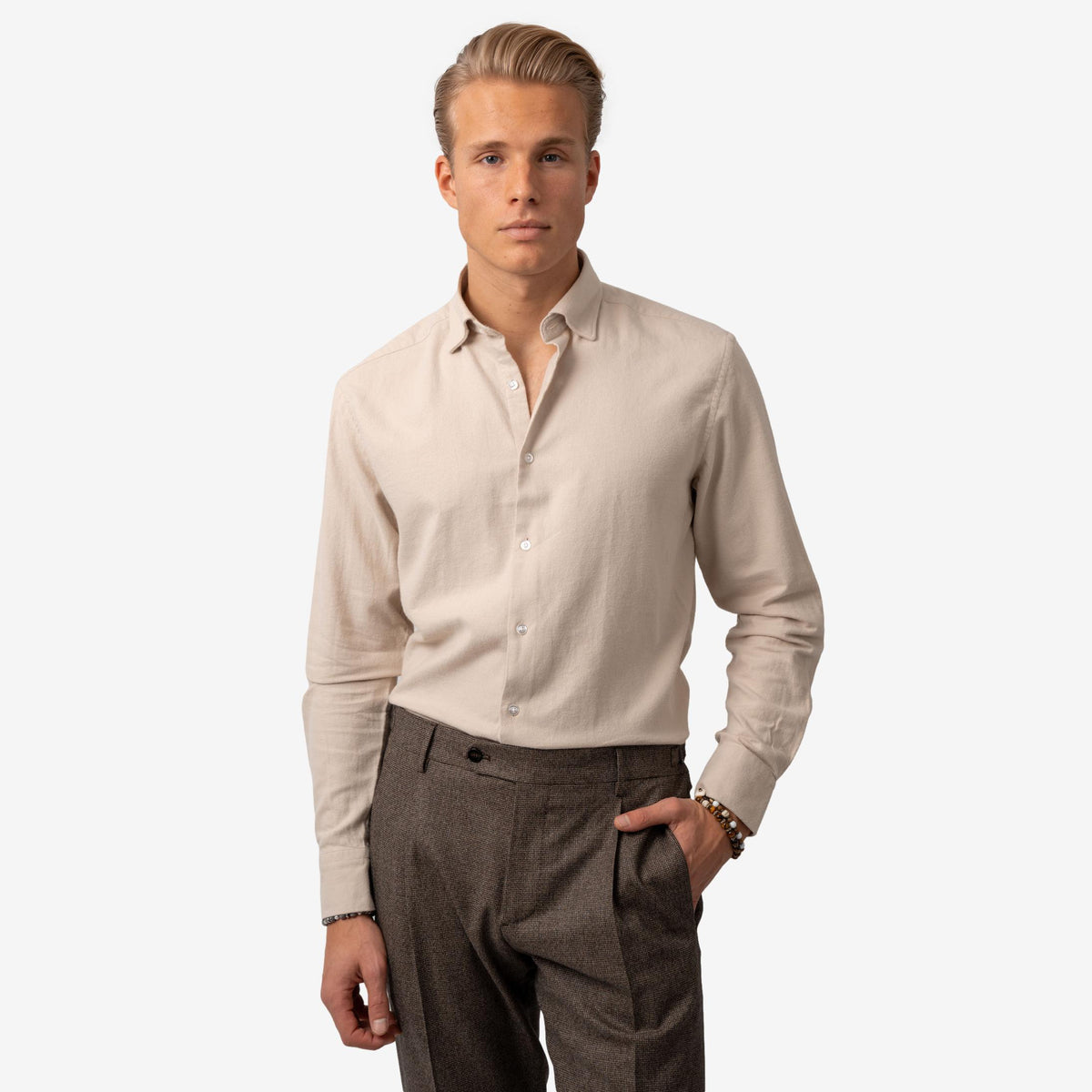 Twill Brushed Cotton Shirt Sand