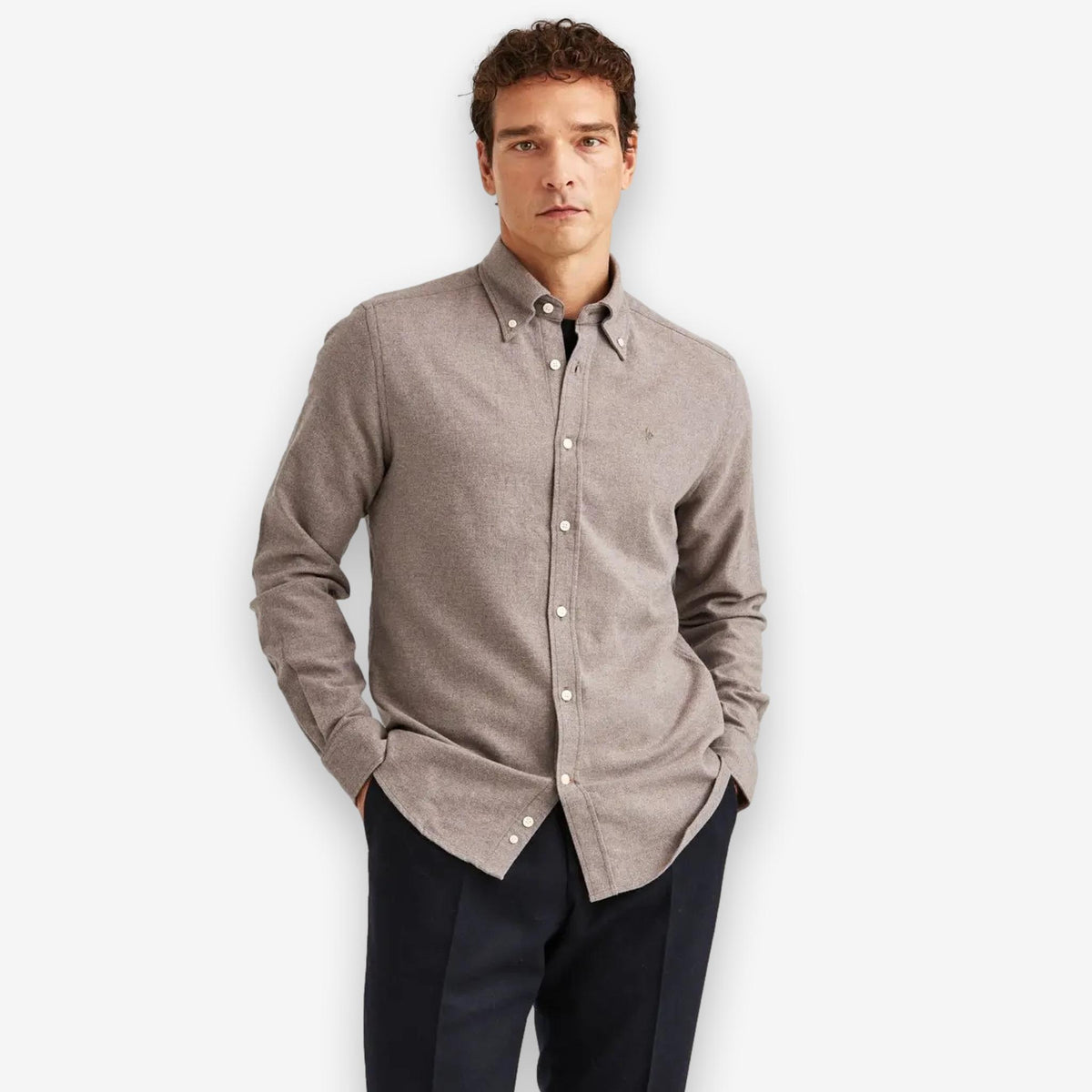 Twill Flannel Shirt Brown-Morris Stockholm-Phrase