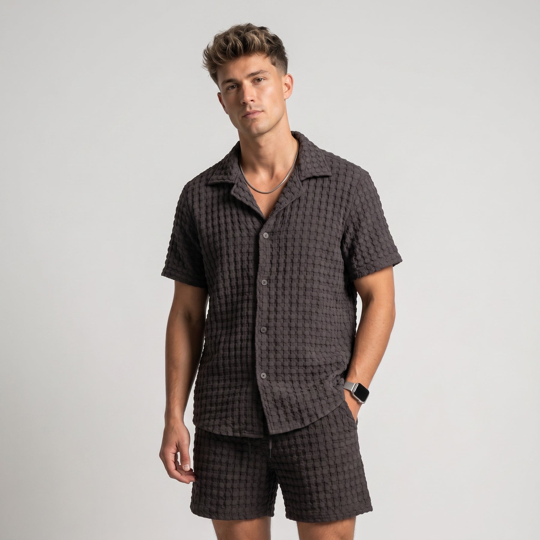 Porto Waffle Shorts Nearly Black