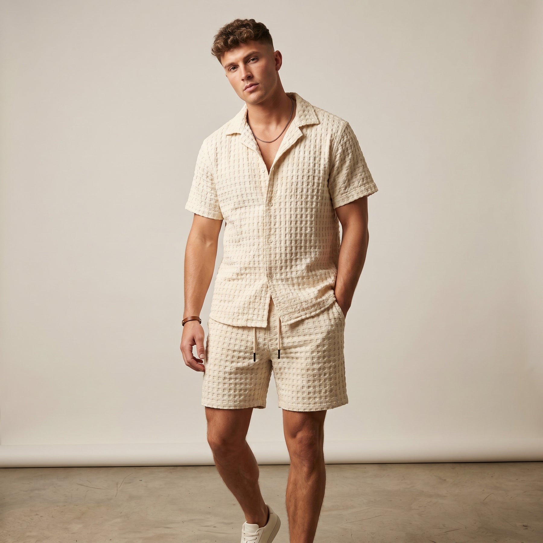 Cuba Waffle Shirt Ecru
