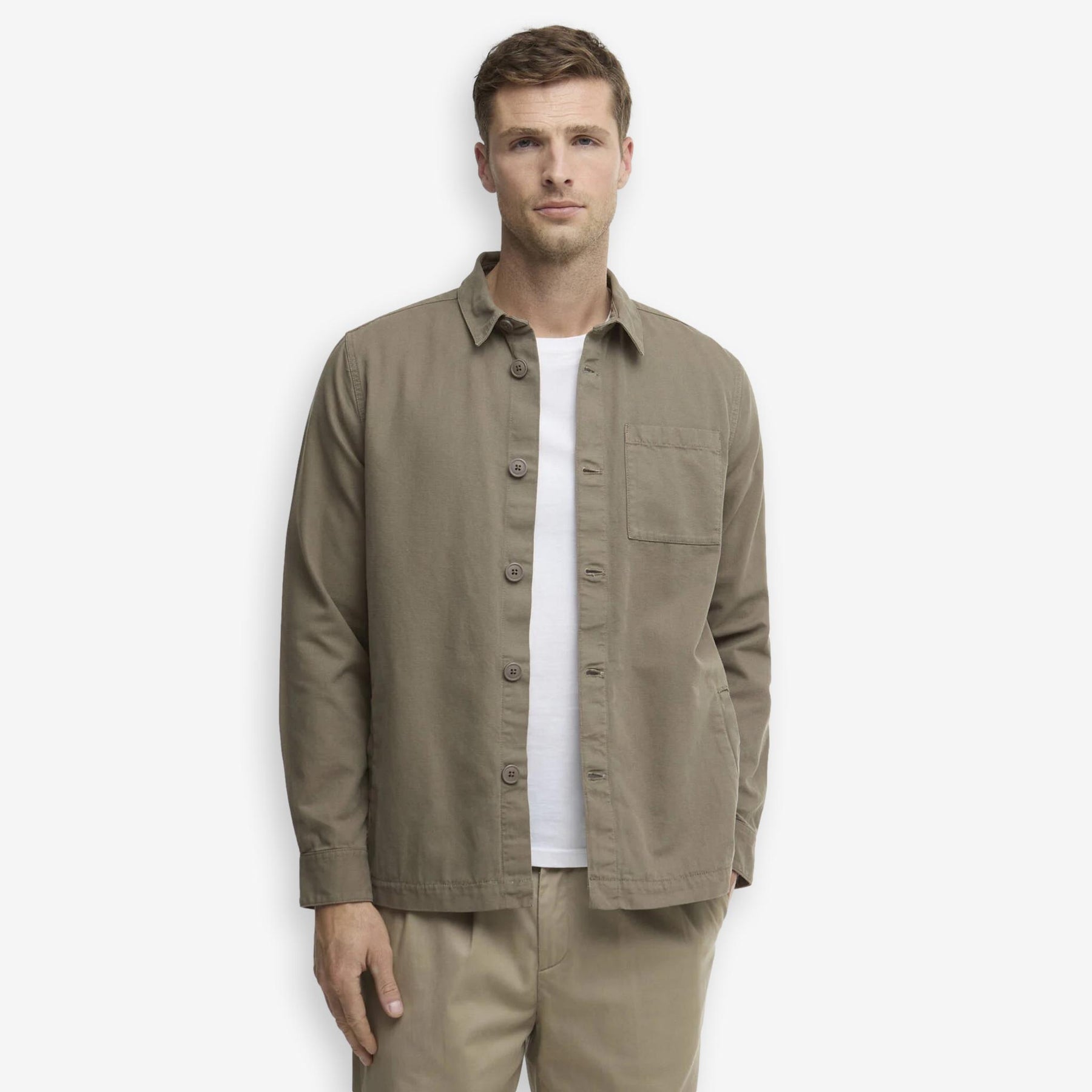 Washed Cotton Overshirt Smokey Olive