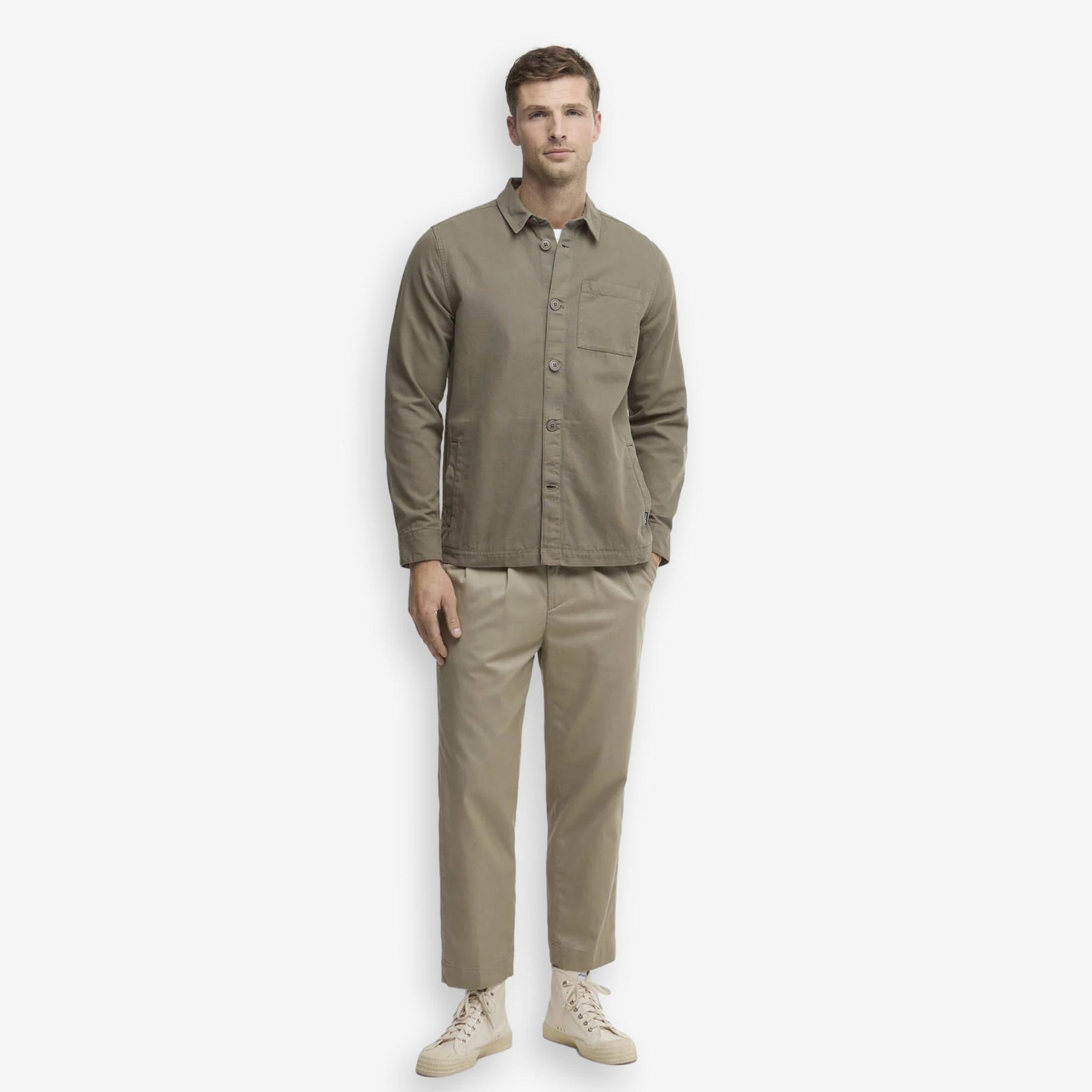 Washed Cotton Overshirt Smokey Olive