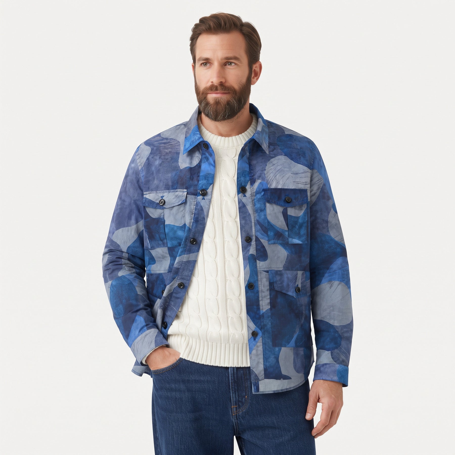 Camo Overshirt Royal Blue