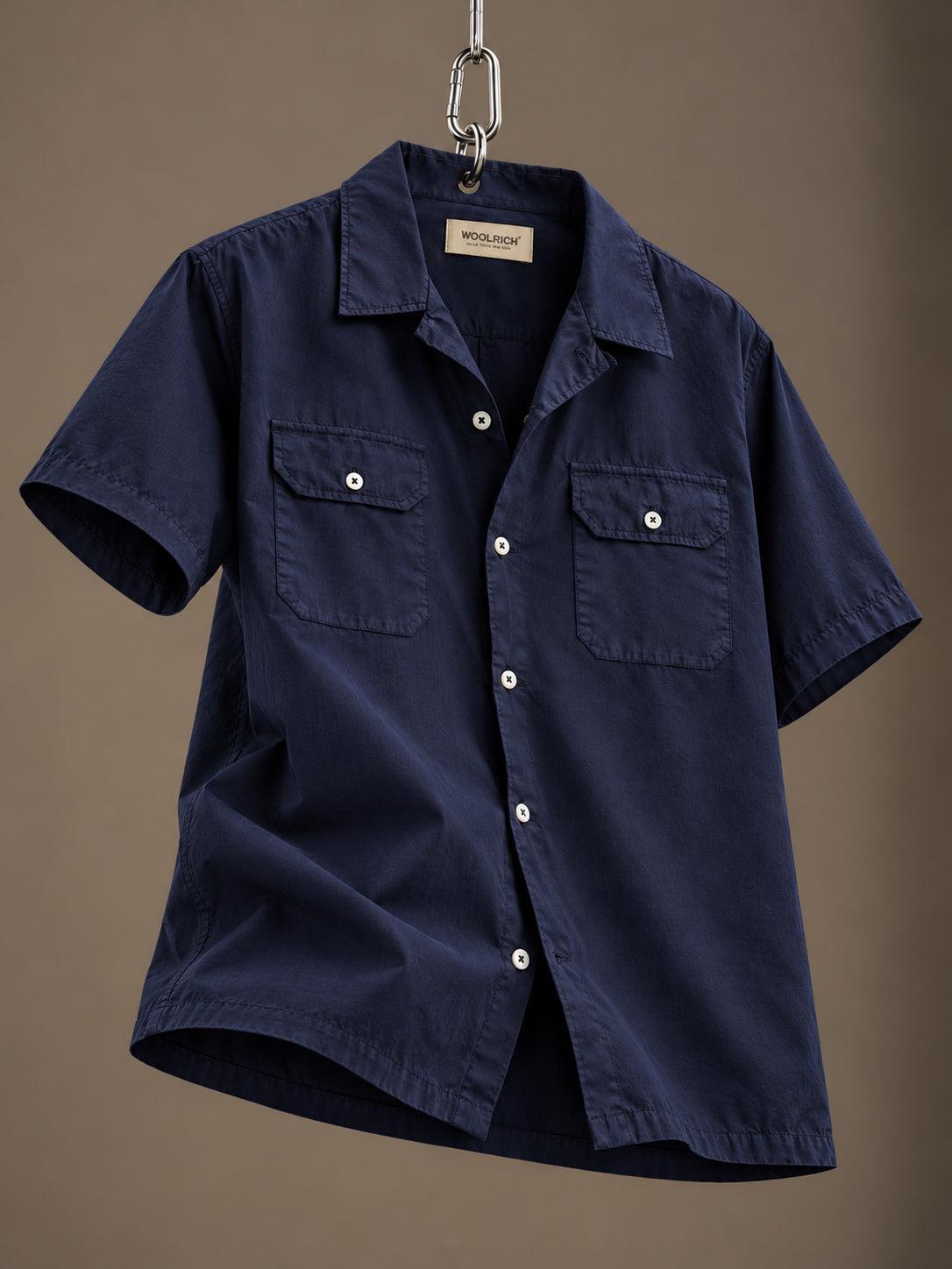 Pima Cotton Camp Shirt Blue