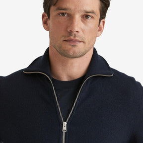 York Knitted Zip Jacket Navy