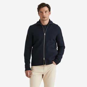 York Knitted Zip Jacket Navy