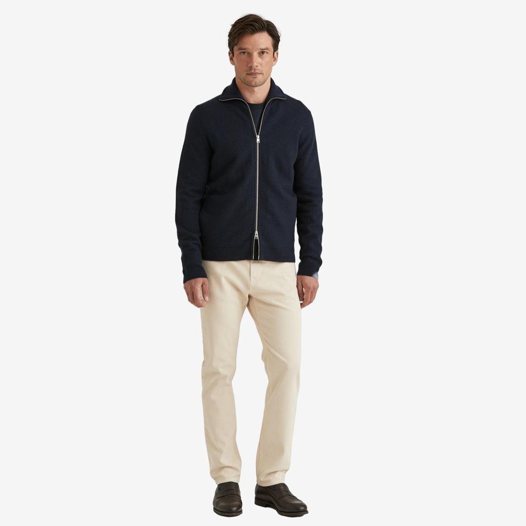 York Knitted Zip Jacket Navy