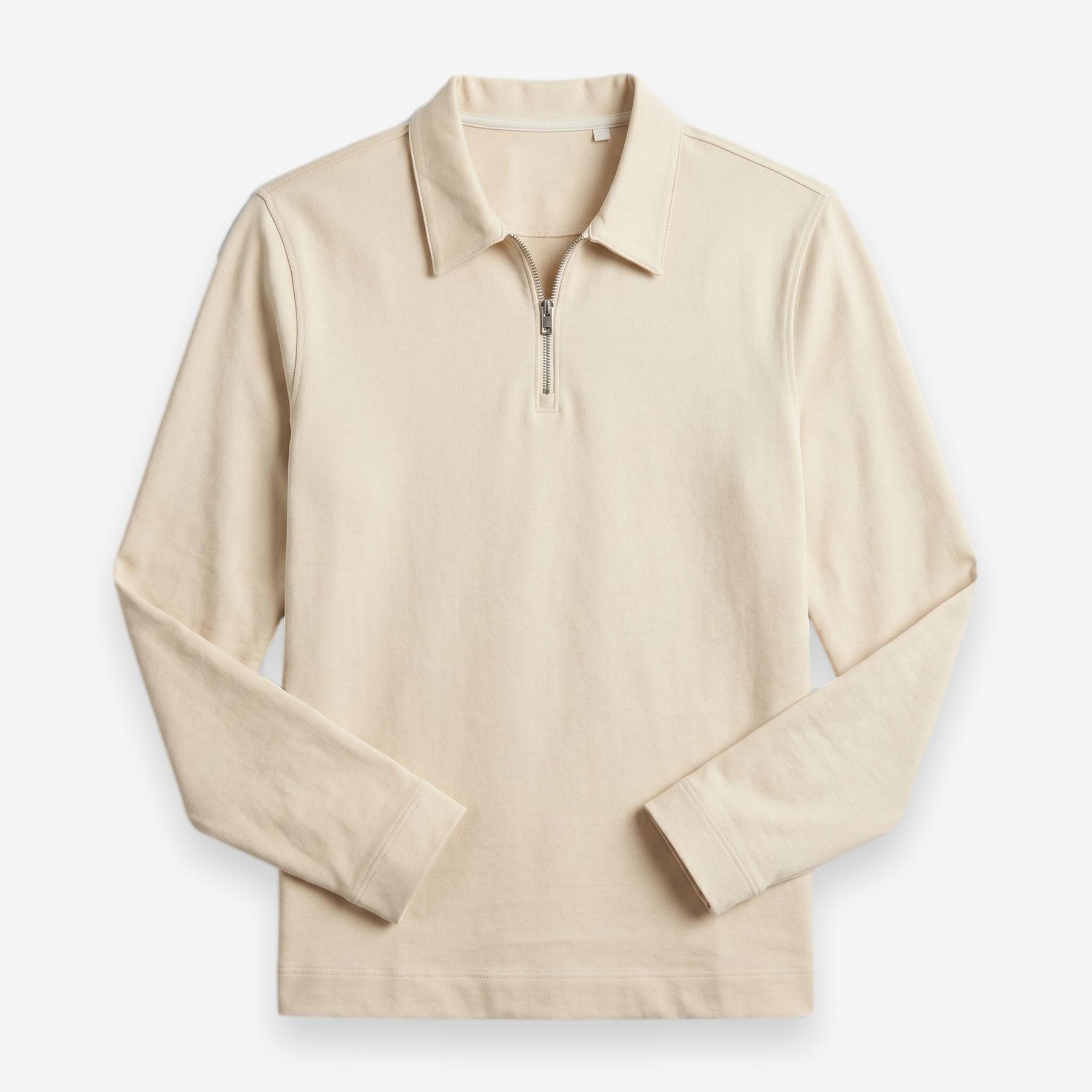 Zip Polo Long Sleeve Sand